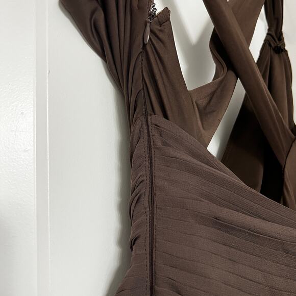 Free People Sola Pleated Tiered Wrapped Ethereal Maxi Dress | Double Espresso - Picture 12 of 15